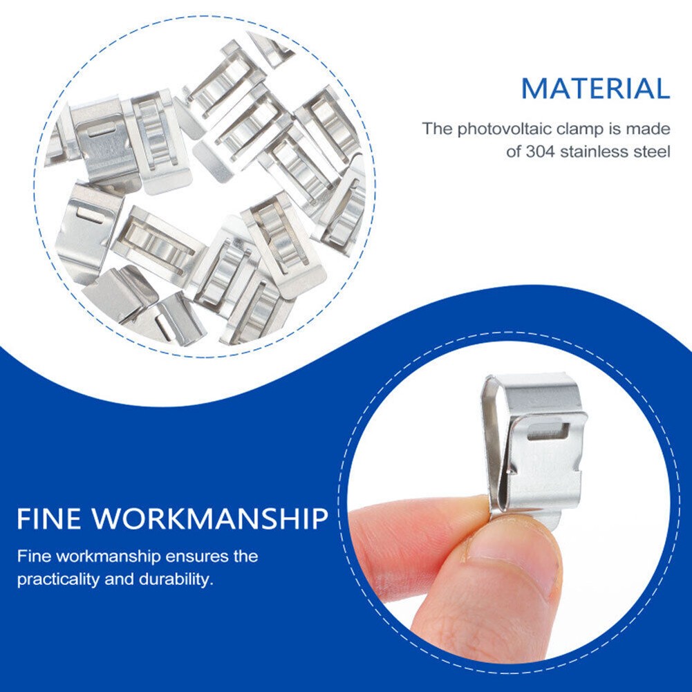 100pcs Stainless Steel Clips for Efficient Solar Panel Wiring Solutions