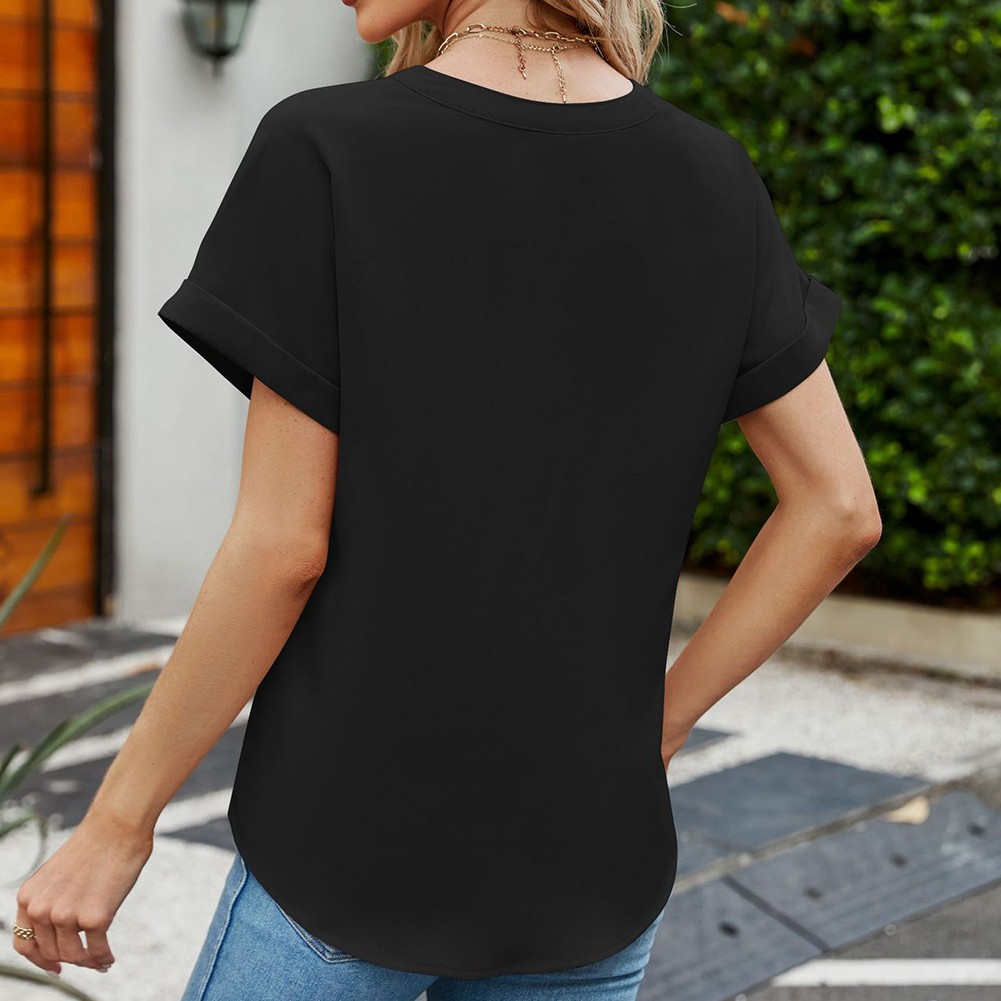 Casual V Neck Shirt for Women Ice Silk Fabric Lightweight and Breathable - Picture 22 of 72