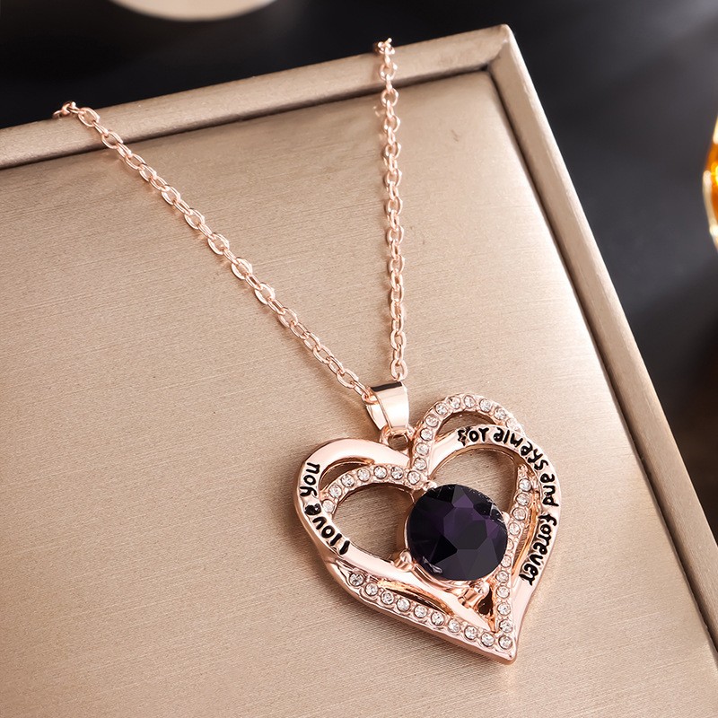 Aesthetic Heart Pendant Necklace with Birthstones for Meaningful Gifting - Picture 14 of 37