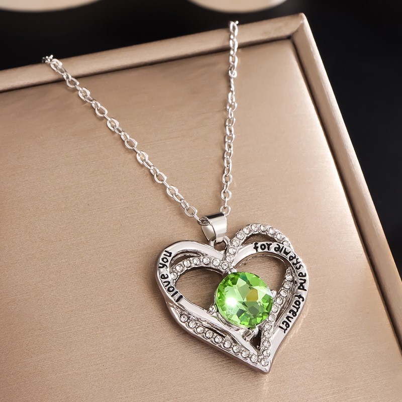 Aesthetic Heart Pendant Necklace with Birthstones for Meaningful Gifting - Picture 32 of 37