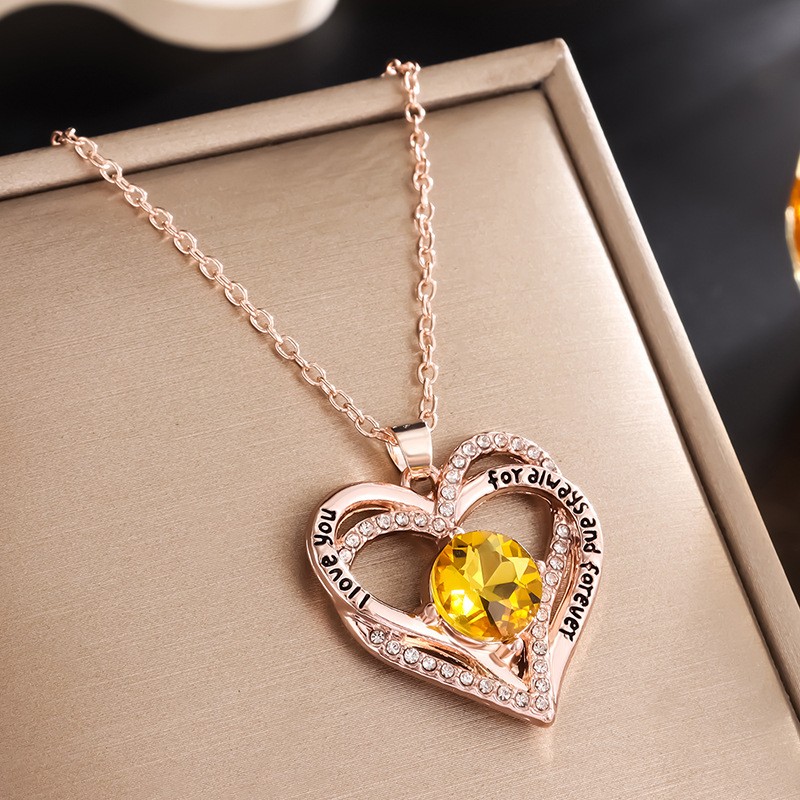 Aesthetic Heart Pendant Necklace with Birthstones for Meaningful Gifting - Picture 23 of 37