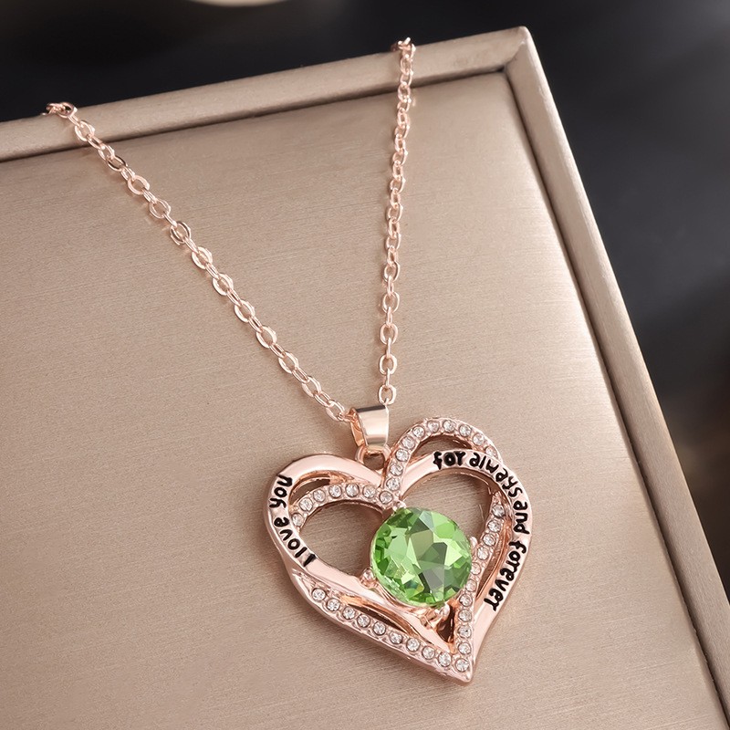 Aesthetic Heart Pendant Necklace with Birthstones for Meaningful Gifting - Picture 20 of 37