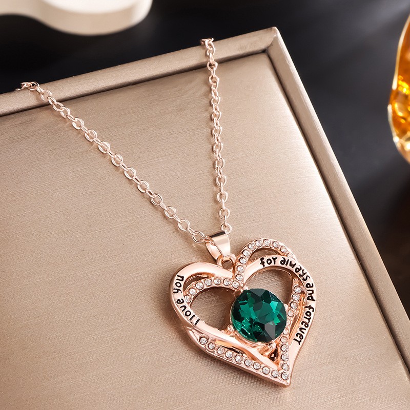Aesthetic Heart Pendant Necklace with Birthstones for Meaningful Gifting - Picture 17 of 37