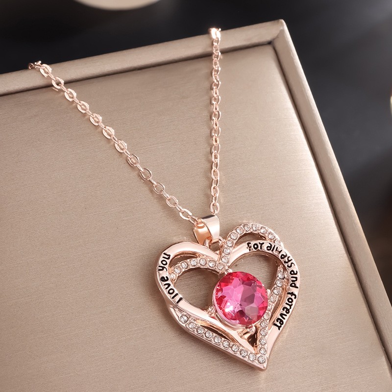 Aesthetic Heart Pendant Necklace with Birthstones for Meaningful Gifting - Picture 19 of 37