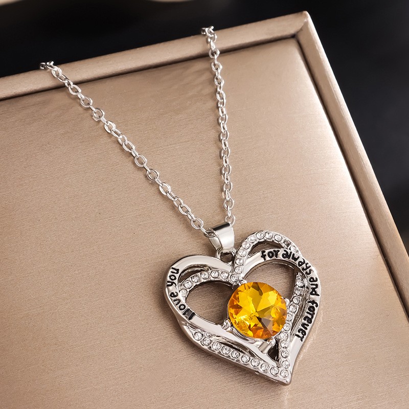 Aesthetic Heart Pendant Necklace with Birthstones for Meaningful Gifting - Picture 35 of 37