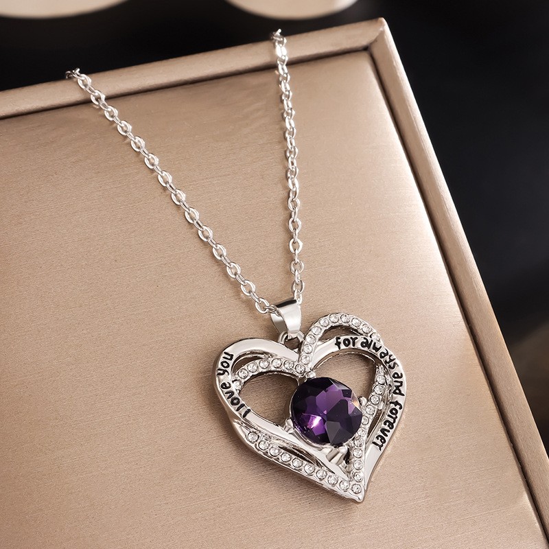 Aesthetic Heart Pendant Necklace with Birthstones for Meaningful Gifting - Picture 26 of 37