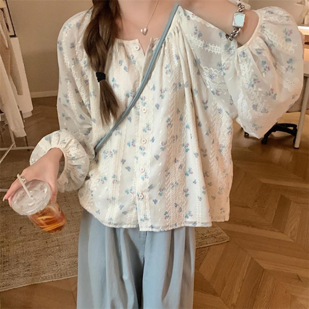 Casual Floral Print Shirt with Long Sleeves for Women Perfect for Spring - Picture 4 of 7