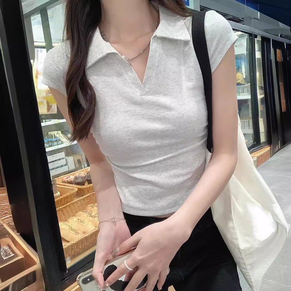 Women Summer V Neck Short Sleeve T Shirt for Everyday Fashion Essentials - Picture 15 of 28