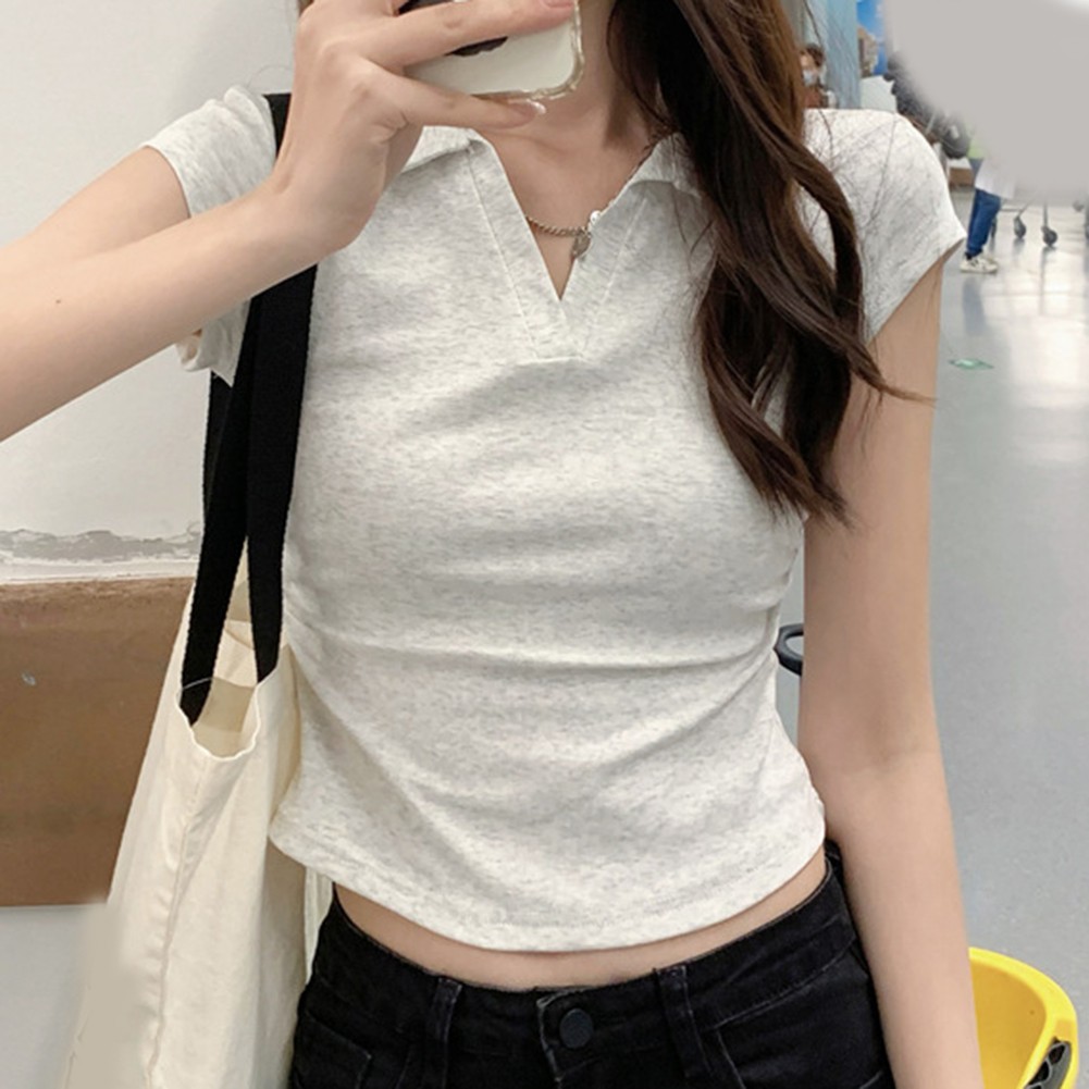 Women Summer V Neck Short Sleeve T Shirt for Everyday Fashion Essentials - Picture 13 of 28