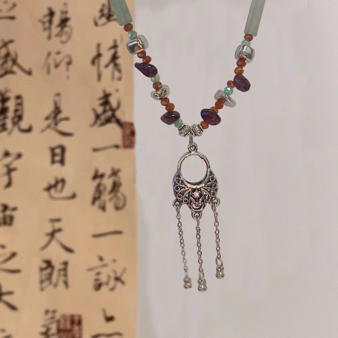 Layered Collarbone Necklace Crafted from Eco Friendly Diatomaceous Earth - Picture 38 of 40