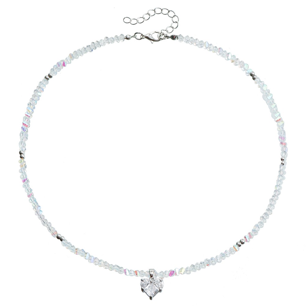 Collier élégant avec perles de riz en verre forme unique liquidation pour les amateurs de mode