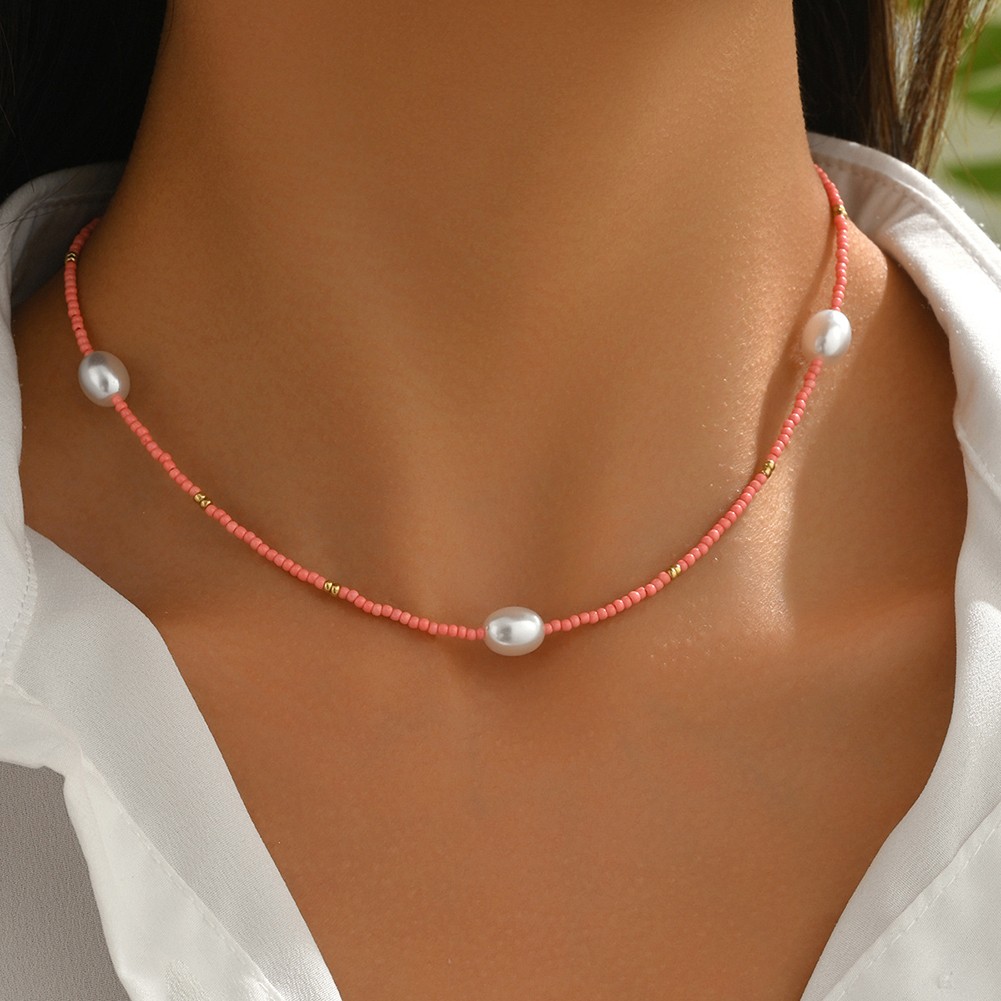 Bohemian Style Imitation Pearl Woven Rice Bead Necklace for Daily Wear - Picture 29 of 31