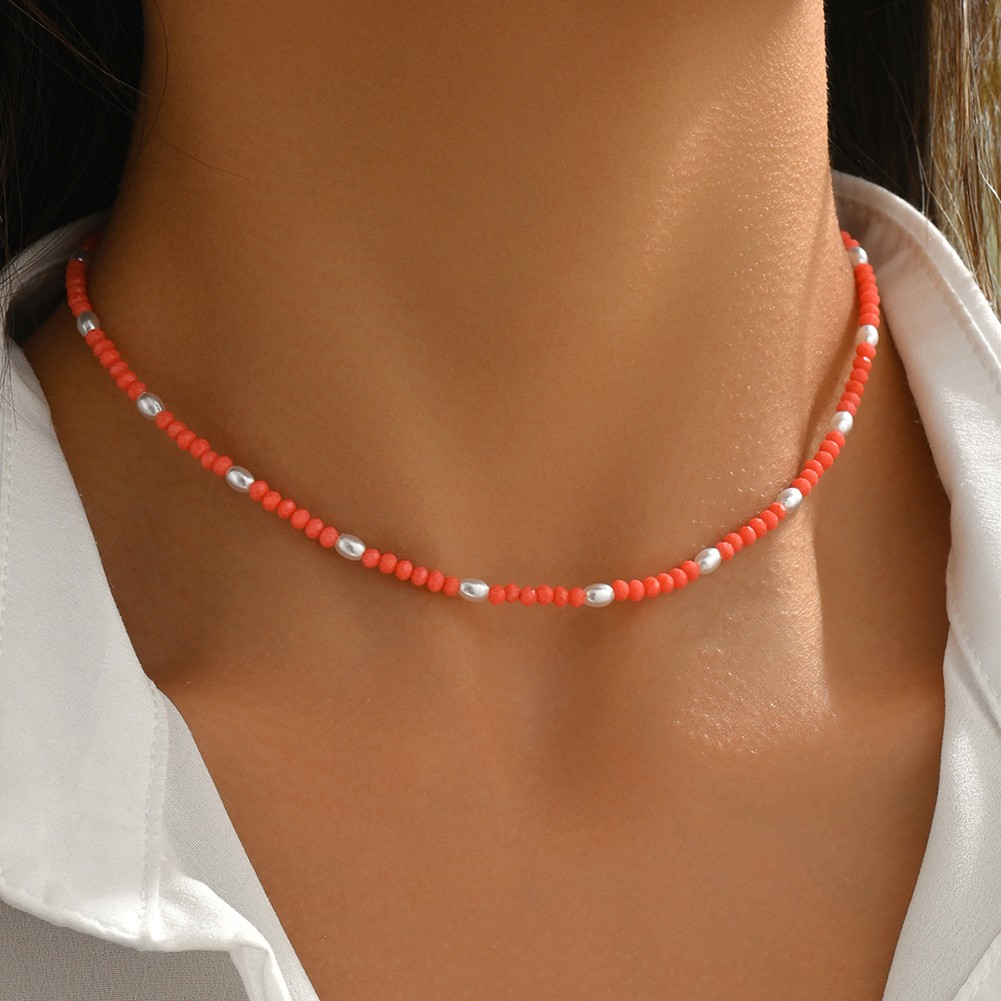 Bohemian Style Imitation Pearl Woven Rice Bead Necklace for Daily Wear - Picture 28 of 31