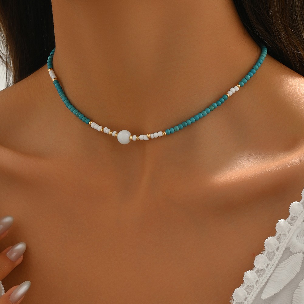 Bohemian Style Imitation Pearl Woven Rice Bead Necklace for Daily Wear - Picture 27 of 31