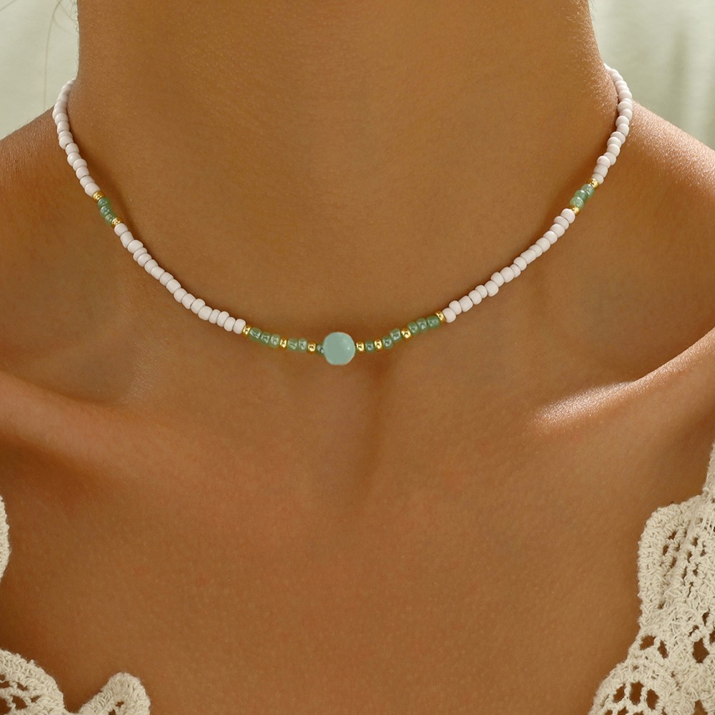 Bohemian Style Imitation Pearl Woven Rice Bead Necklace for Daily Wear - Picture 18 of 31
