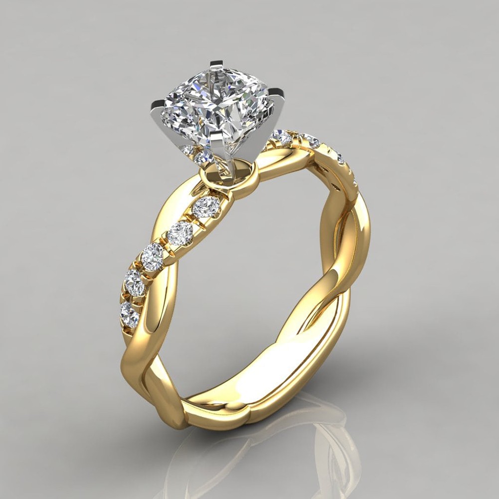 Chic Two Tone Princess Square Ring with Comfortable Fit for Everyday Wear