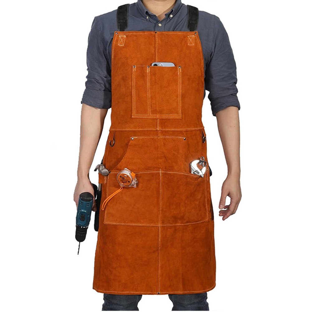 Leather Welding Apron with Practical Pockets for Storing Tools and Equipment