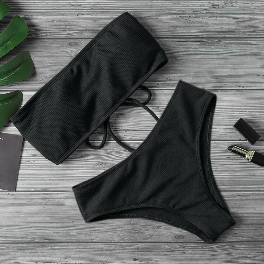 Effortless Women Off The Shoulder Swimsuit High Waist Bikini for Beach Fun
