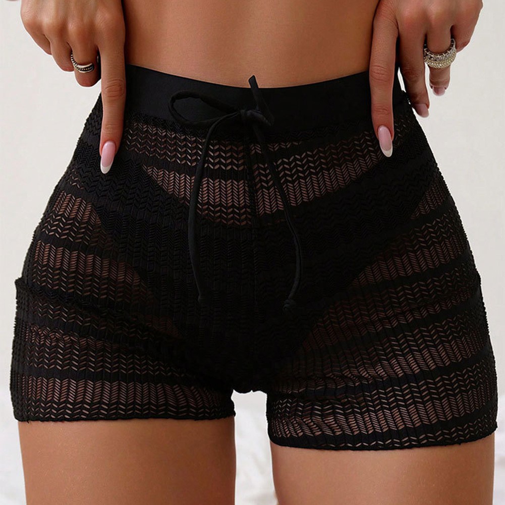 High Waist Swim Shorts for Women Solid Colors Full Coverage Swim Bottoms