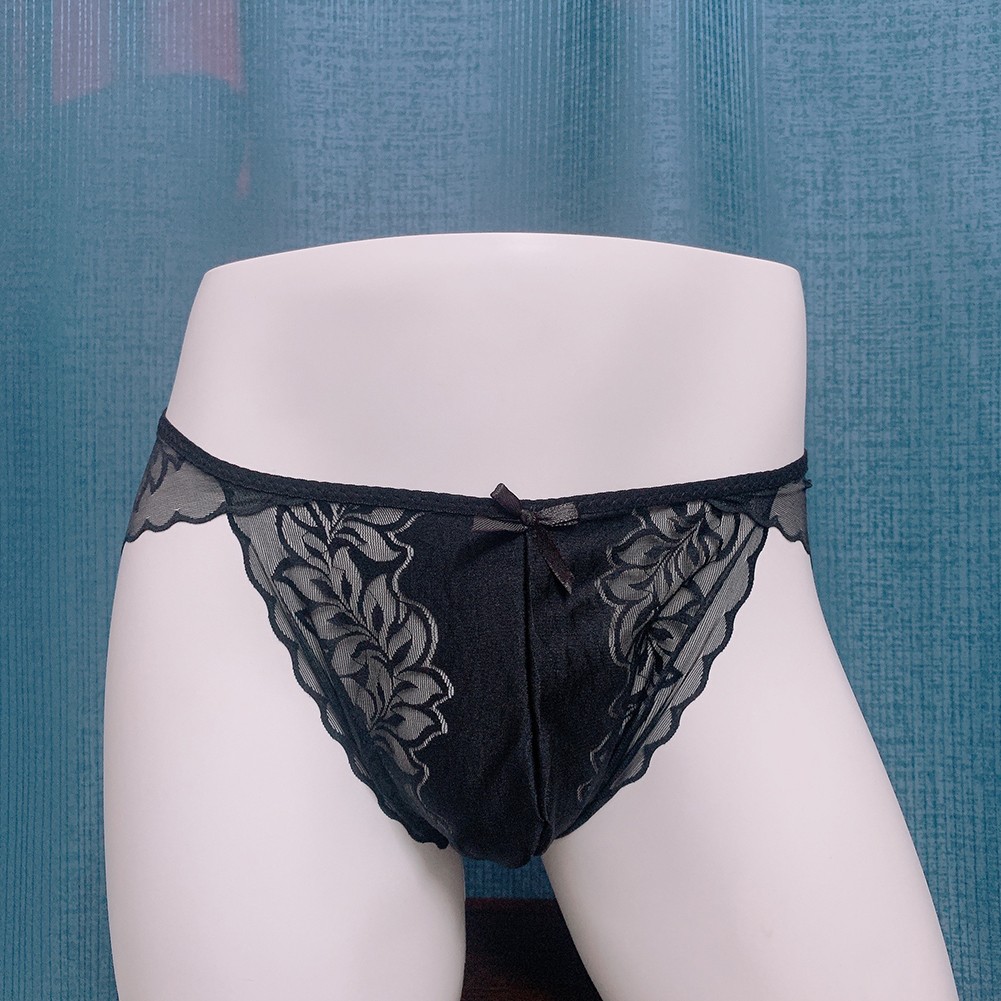 Men's Floral Lace Mesh Mid Waist Briefs Underwear L 2XL Available Colors - Picture 11 of 18