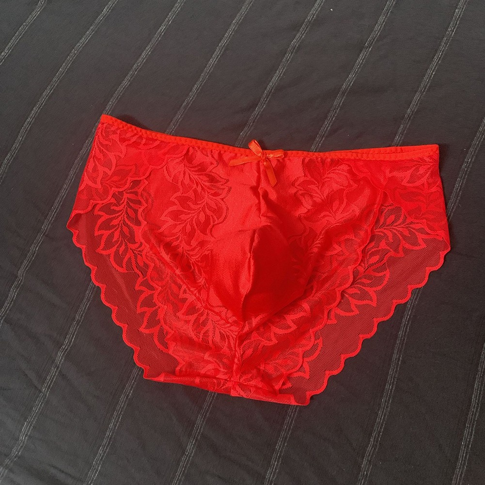 Men's Floral Lace Mesh Mid Waist Briefs Underwear L 2XL Available Colors - Picture 8 of 18