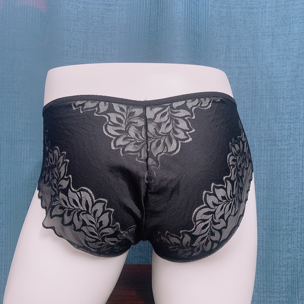 Men's Floral Lace Mesh Mid Waist Briefs Underwear L 2XL Available Colors - Picture 12 of 18