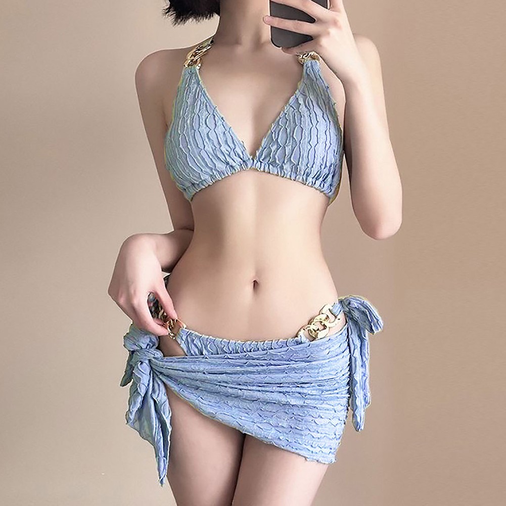 Women's Solid Color Tie Up Swimsuit Set for Spring and Summer Adventures - Picture 13 of 13