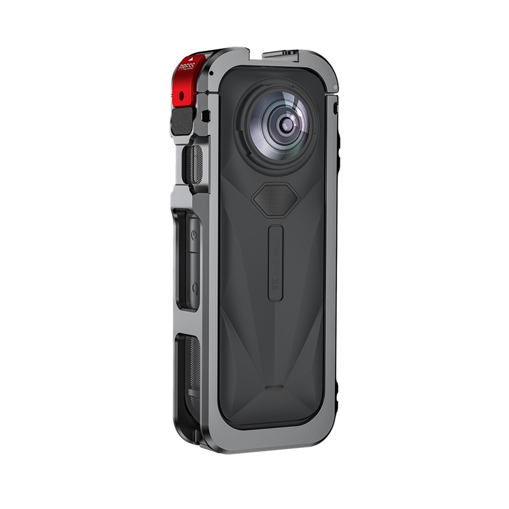 Yangers Aluminum Protective Cage For Insta360 X5 – Metal Frame With Lens Guard, Quick-Release Lock, Cold Shoe Mounts & Wind Muff