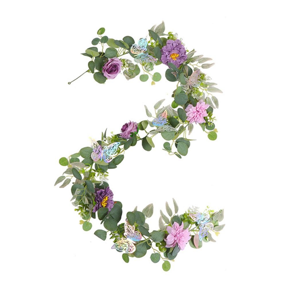 180cm Artificial Flower Garland with Decorative Butterflies for Events