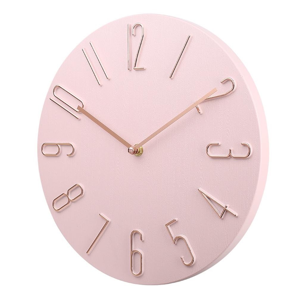 For Home Decor 12 Inch Wall Clock with Rose Gold Design and Silent Function