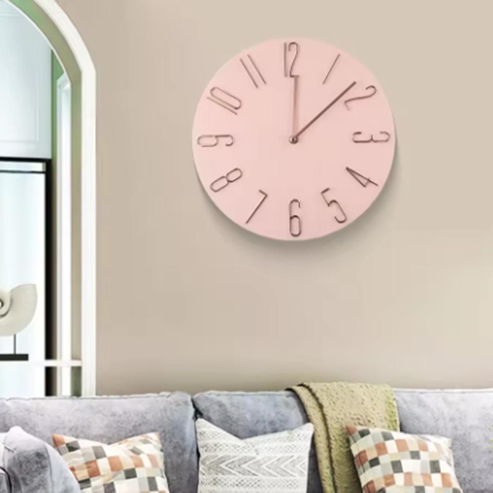 For Home Decor 12 Inch Wall Clock with Rose Gold Design and Silent Function