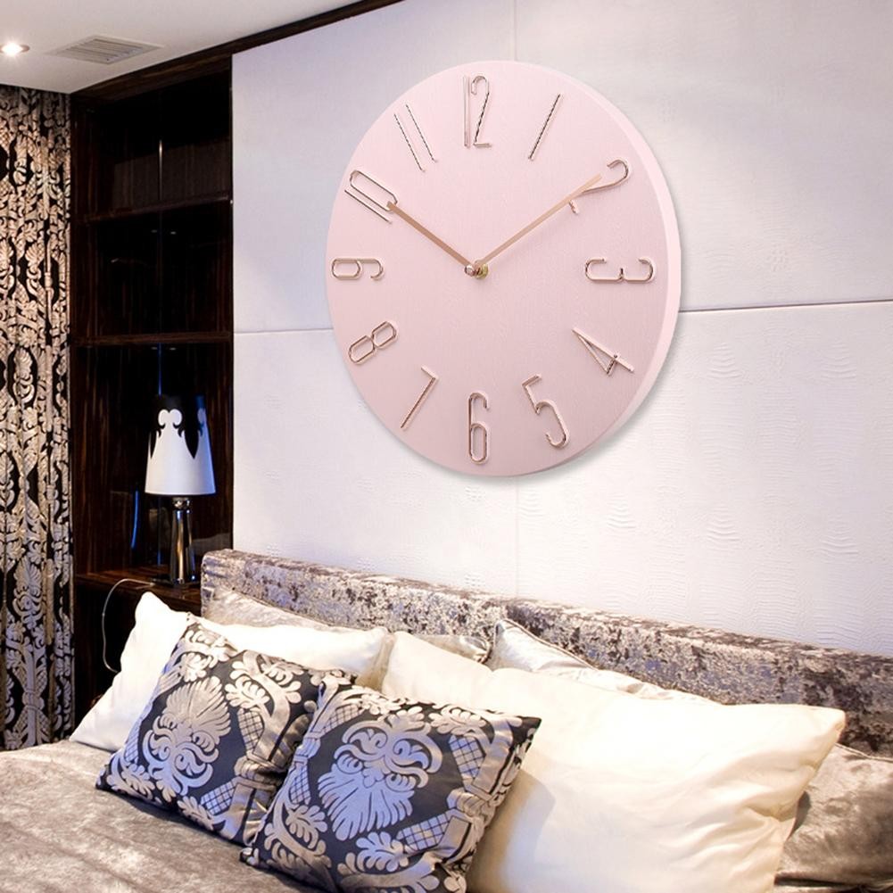 For Home Decor 12 Inch Wall Clock with Rose Gold Design and Silent Function