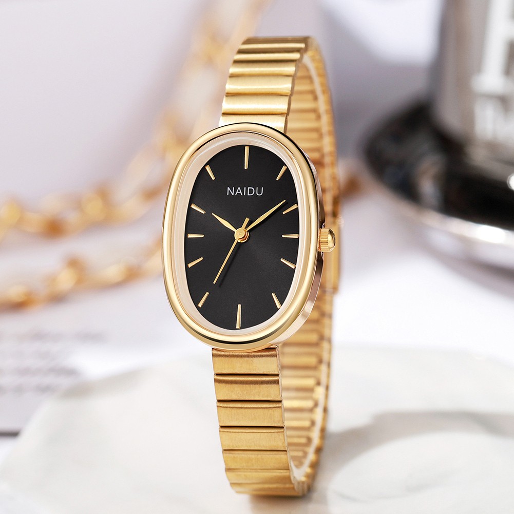 Stylish Quartz Wrist Watch Featuring Unique Oval Shaped Steel Bracelet - Picture 14 of 18