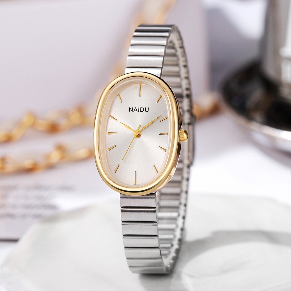 Stylish Quartz Wrist Watch Featuring Unique Oval Shaped Steel Bracelet - Picture 16 of 18