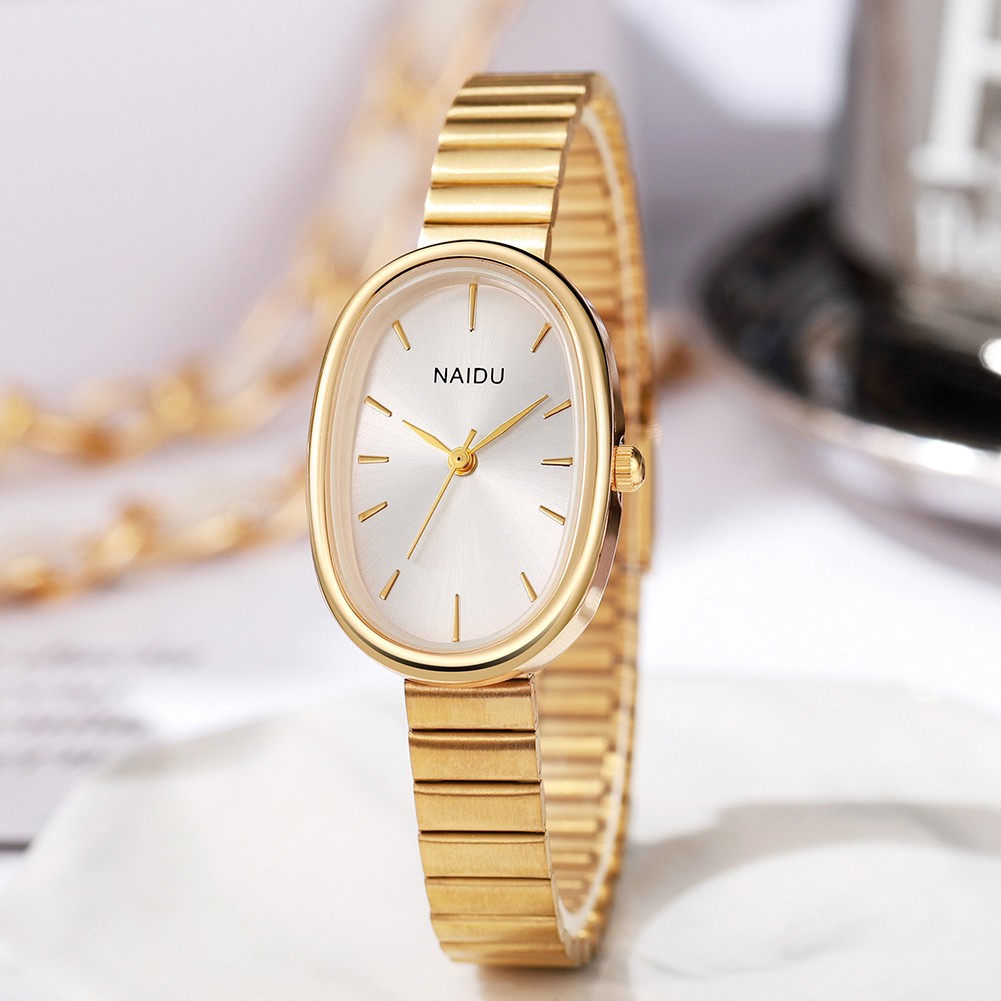 Stylish Quartz Wrist Watch Featuring Unique Oval Shaped Steel Bracelet - Picture 13 of 18