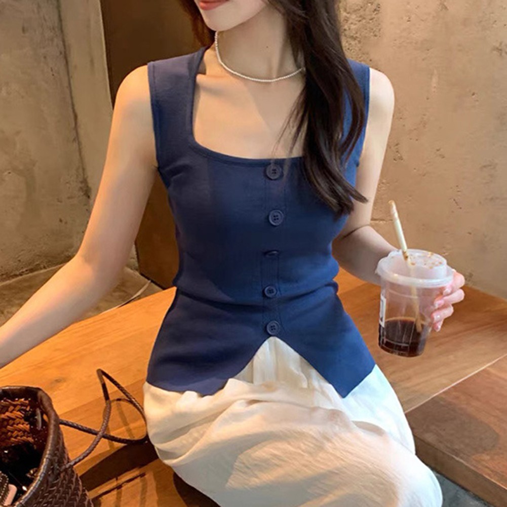 Women Retro Glam Crop Top Square Neck Sleeveless Camisole for All Seasons - Picture 15 of 16
