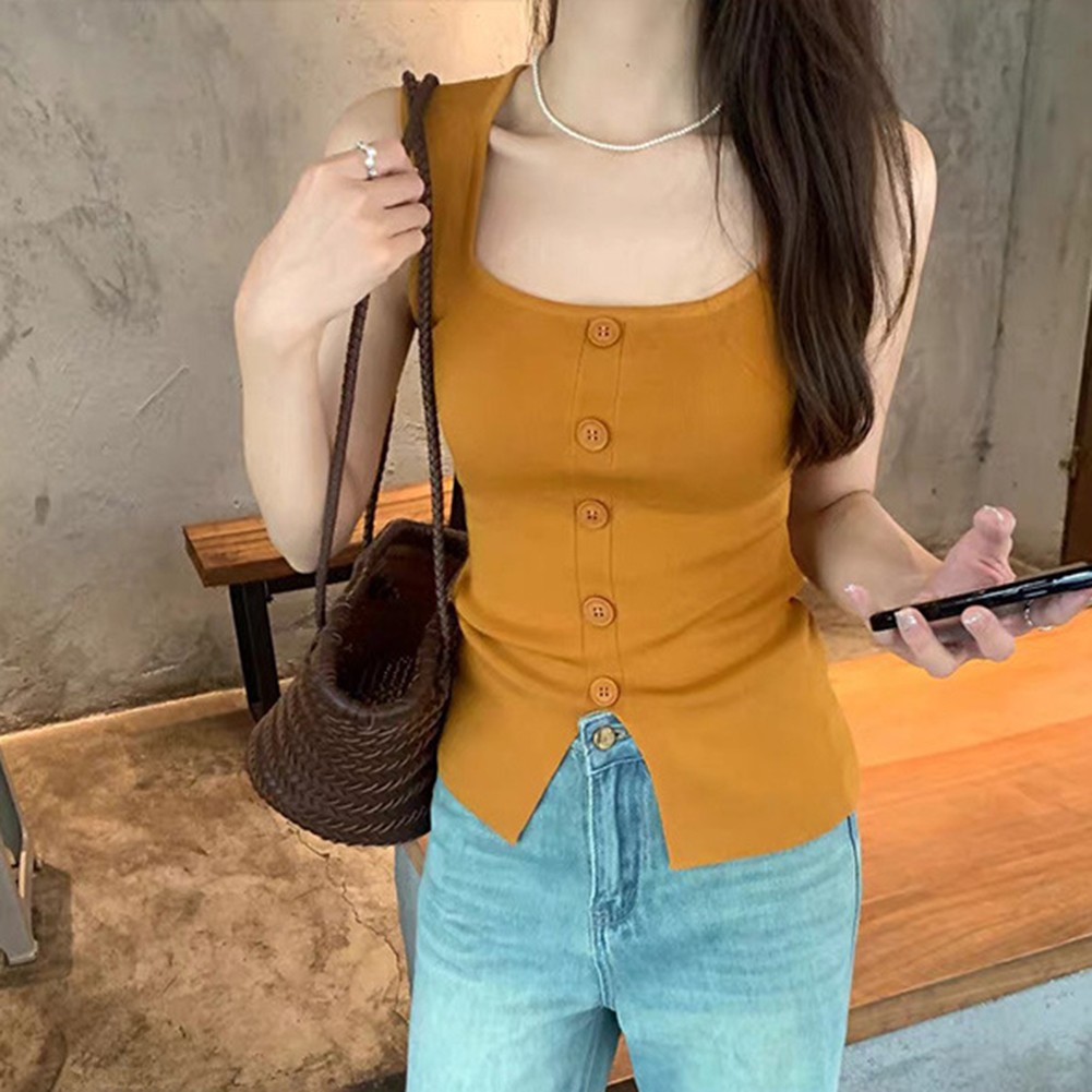 Women Retro Glam Crop Top Square Neck Sleeveless Camisole for All Seasons - Picture 16 of 16
