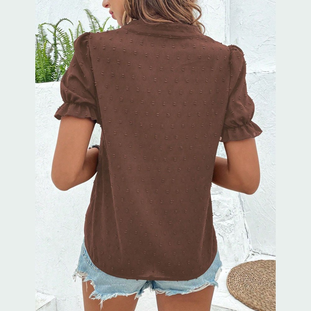 Bubble Short-sleeved Casual Women's Top Breathable Fabric Comfortable For Summer - Picture 22 of 62