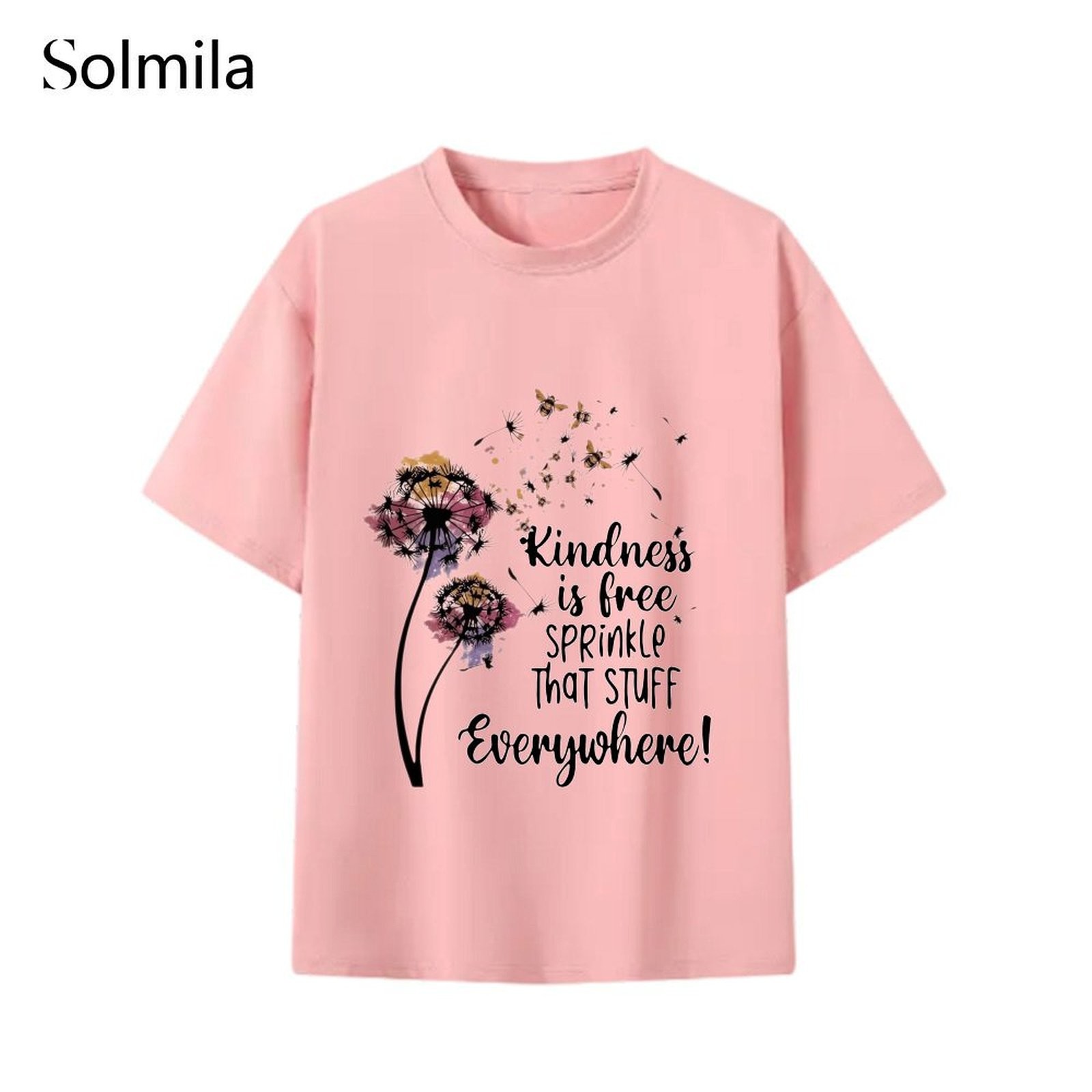 Comfortable Short Sleeve Korean Causal Tee Spring Fashion Polyester Fabric - Picture 14 of 15