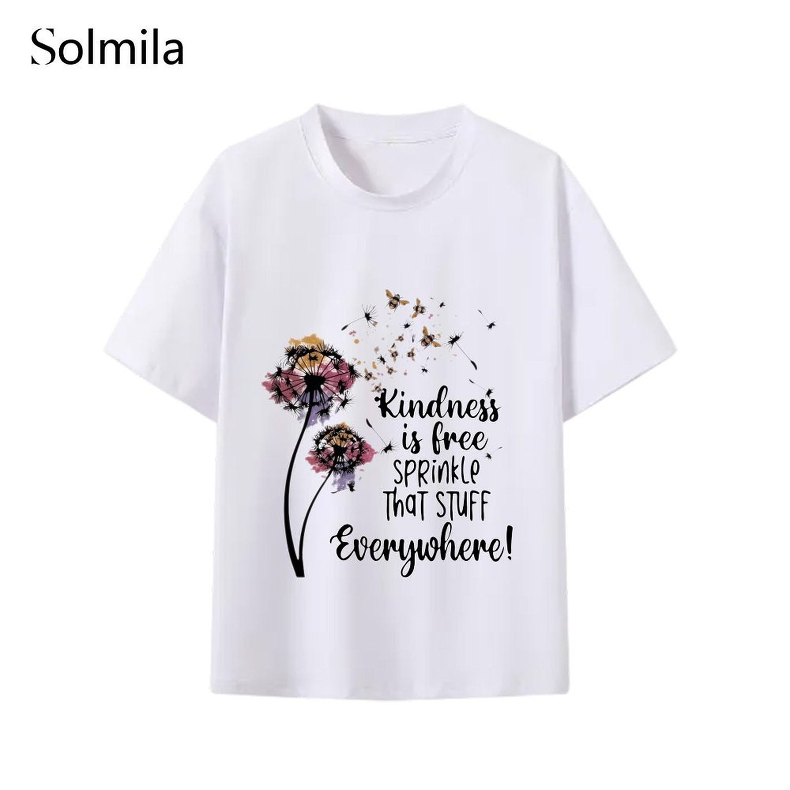 Comfortable Short Sleeve Korean Causal Tee Spring Fashion Polyester Fabric - Picture 8 of 15