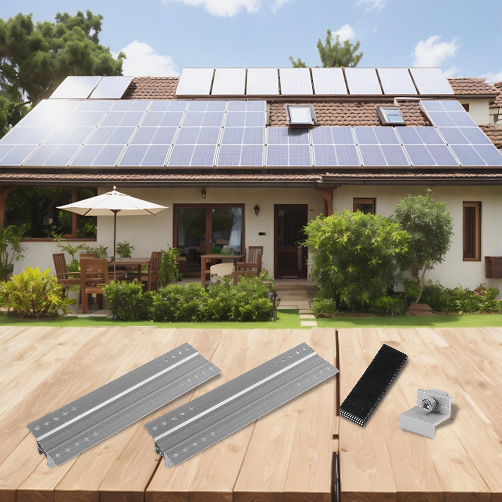 Solar Panel Module Aluminum Bracket Rail Trapezoidal Sheet 30cm Mounting-Rail