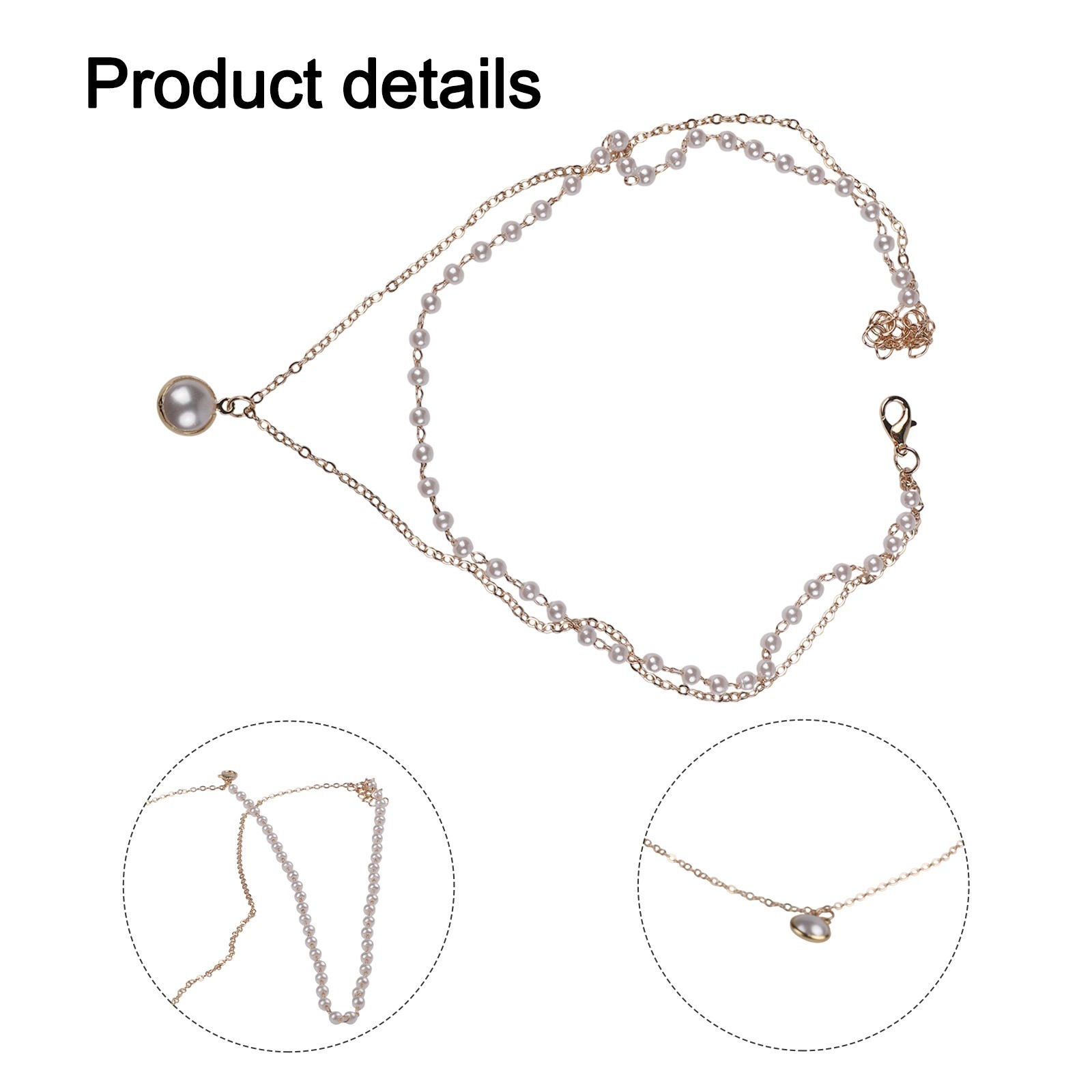 Trendy Double Pearl Pendant Necklace for Women Collarbone Chain Accessory - Picture 16 of 22