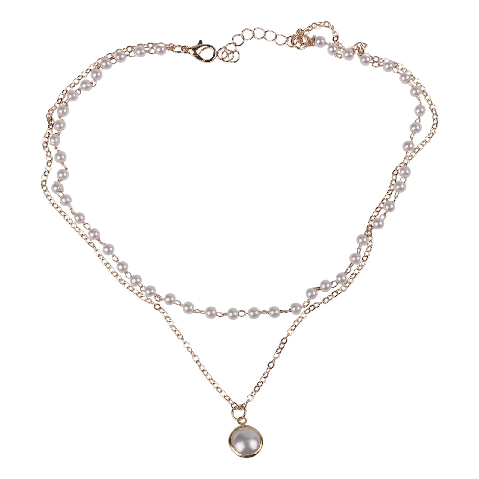 Trendy Double Pearl Pendant Necklace for Women Collarbone Chain Accessory - Picture 14 of 22