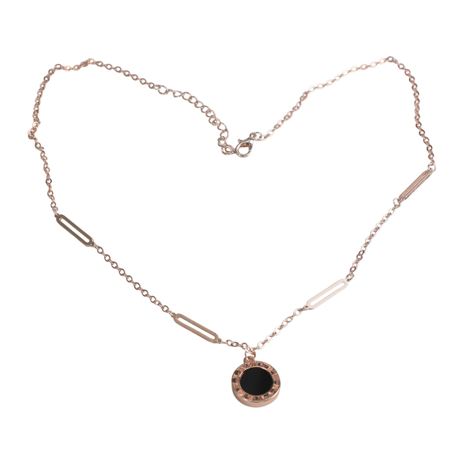 Doppelseitige Halskette mit römischen Ziffern stilvoll Silber Gold Rosegold Opt - Picture 38 of 38