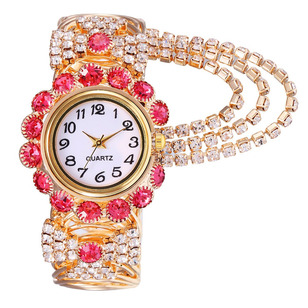 Diamond Studded Quartz Fashionable Alloy Bracelet Watch For Women - Picture 21 of 22