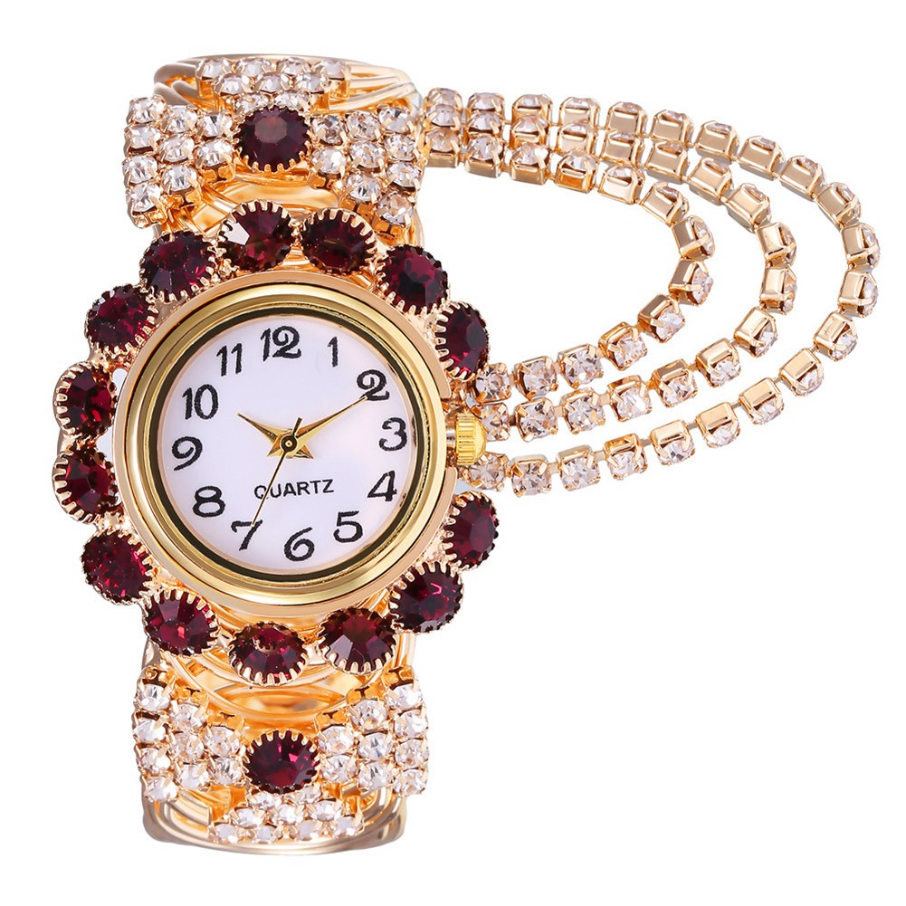 Diamond Studded Quartz Fashionable Alloy Bracelet Watch For Women - Picture 18 of 22