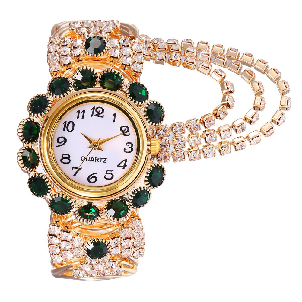Diamond Studded Quartz Fashionable Alloy Bracelet Watch For Women - Picture 19 of 22