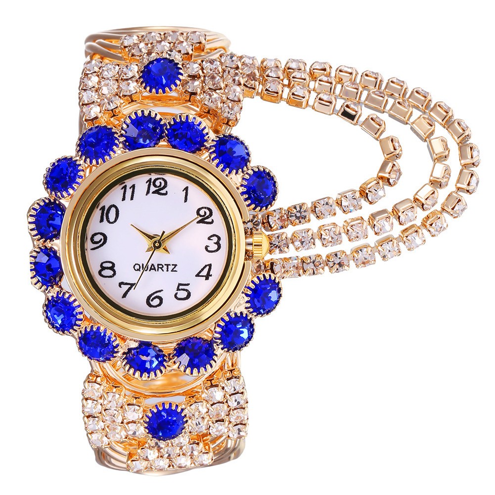 Diamond Studded Quartz Fashionable Alloy Bracelet Watch For Women - Picture 20 of 22