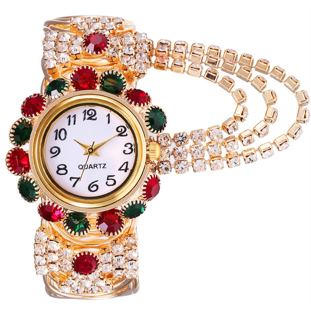 Diamond Studded Quartz Fashionable Alloy Bracelet Watch For Women - Picture 22 of 22