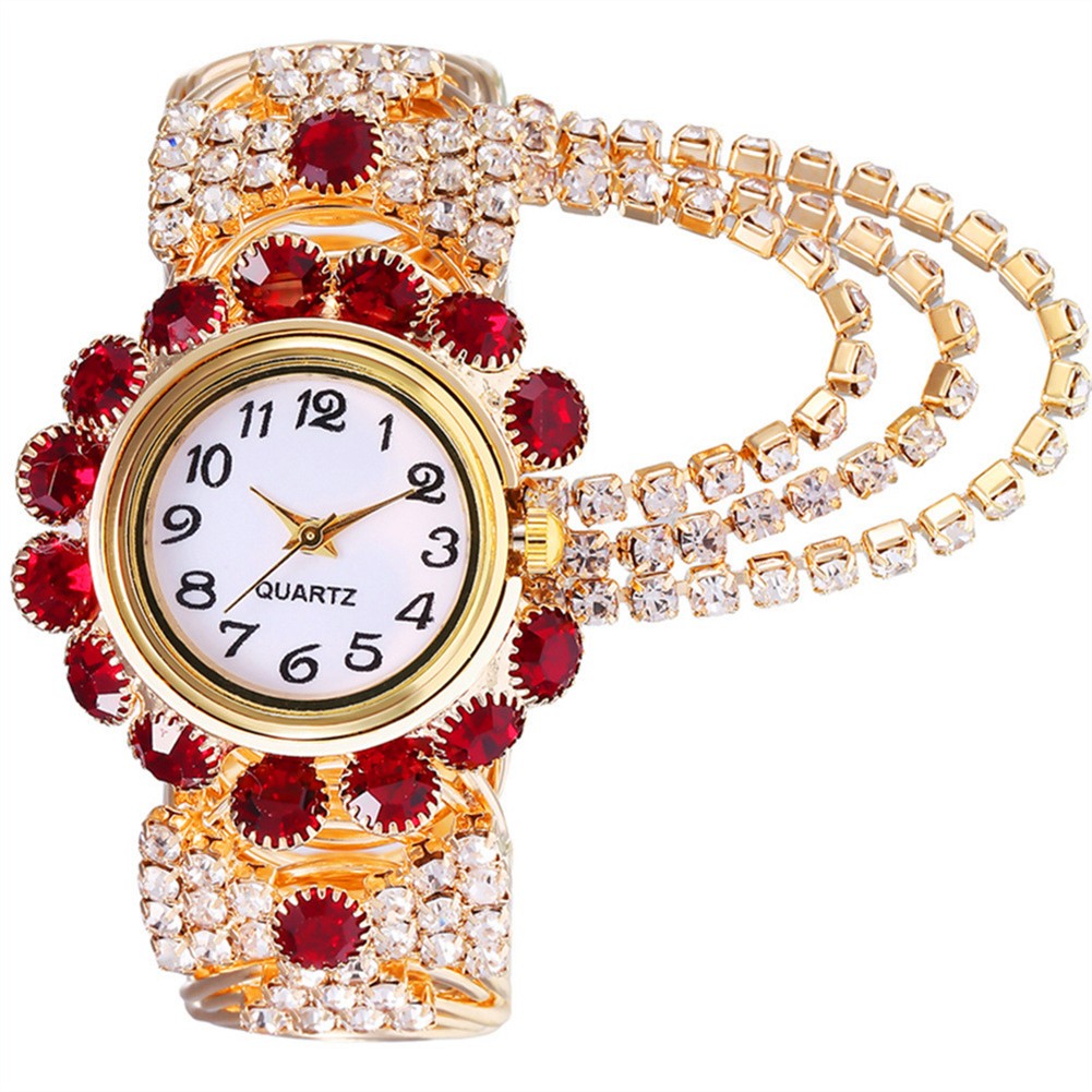 Diamond Studded Quartz Fashionable Alloy Bracelet Watch For Women - Picture 17 of 22